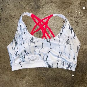 Marble and Pink Sports Bra